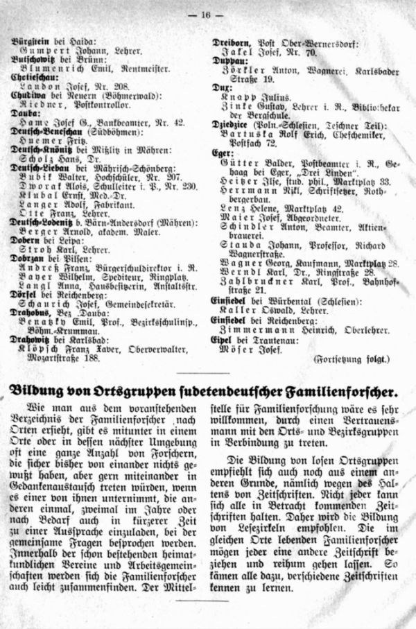 Bildung von Ortsgruppen