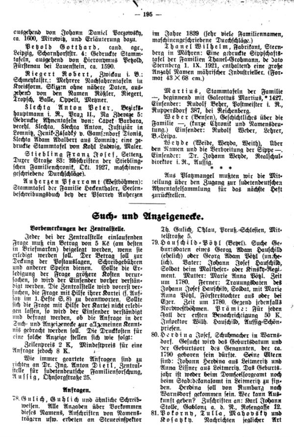 Such- und Anzeigenecke