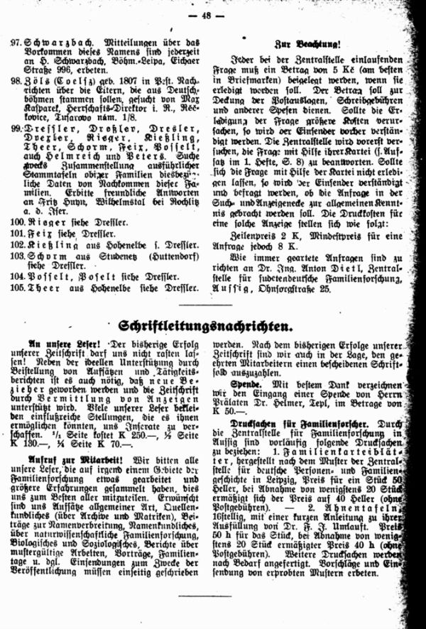 Schriftleitungsnachrichten