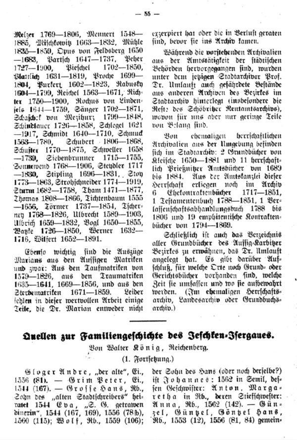 Quellen zur Familiengeschichte des Jeschken-Isergaues. 1. Das älteste Stadtbuch von Reichenberg - 1