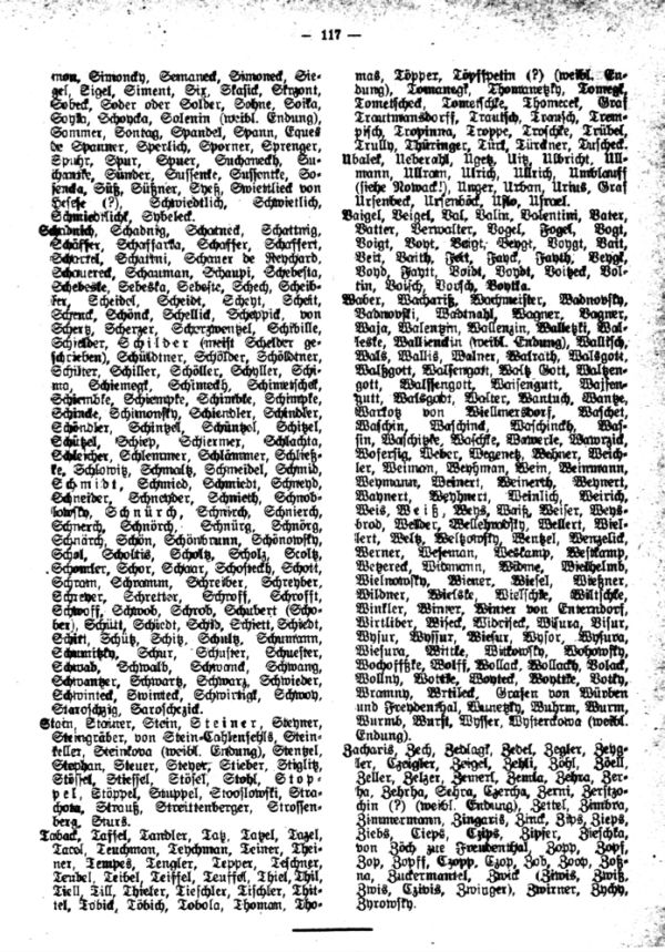 Verzeichnis der in den Groß-Herrlitzer Matriken von 1646 bis 1784 vorkommenden Familiennamen - 4