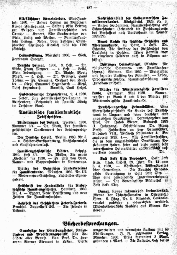 Ausländische familienkundliche Zeitschriften