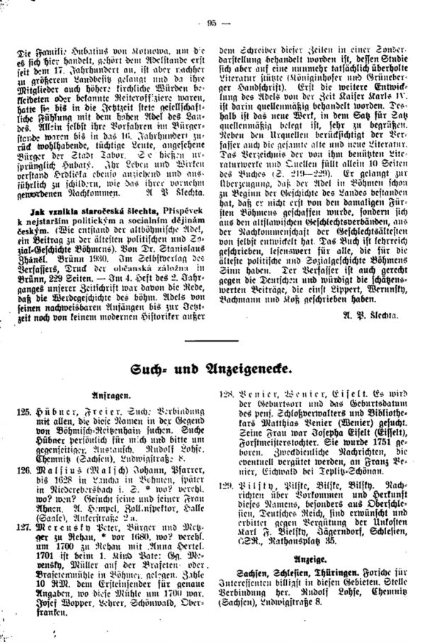 Such-  und Anzeigeecke