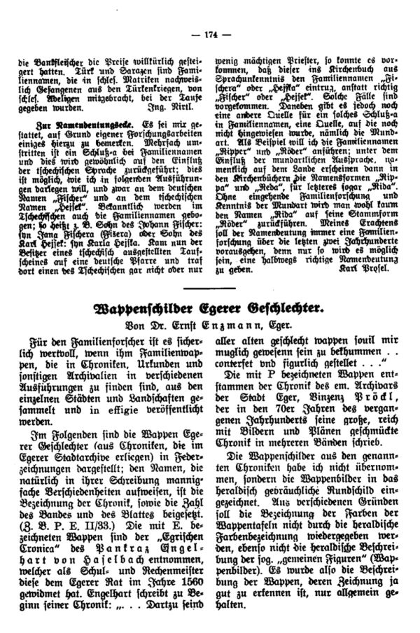 Wappenschilder Egerer Geschlechter - 1