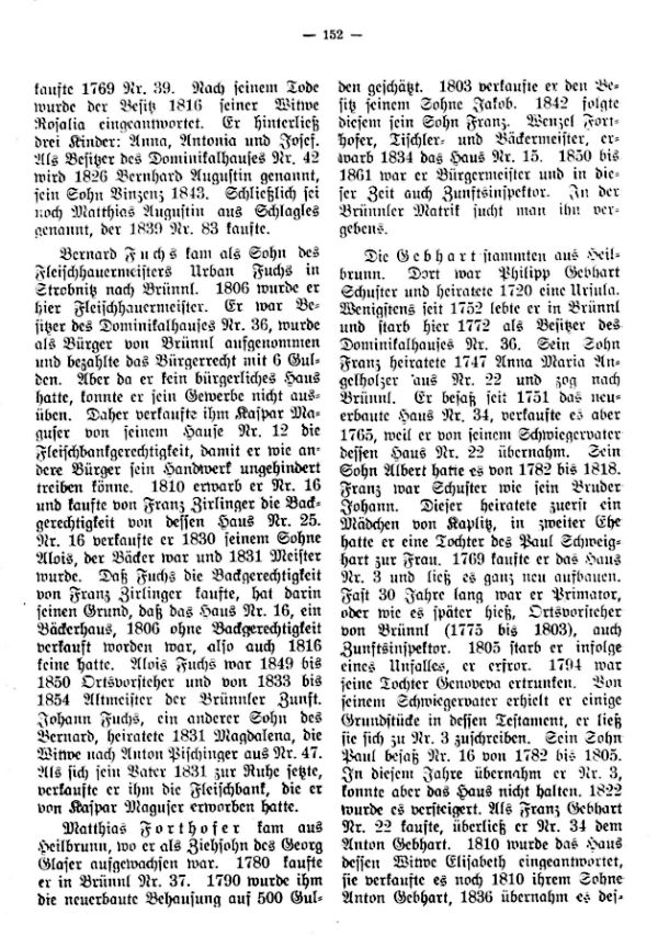 Charakteristische Namen im Markte Brünnl bei Kaplitz in Südböhmen vom 1718-1850 - 2