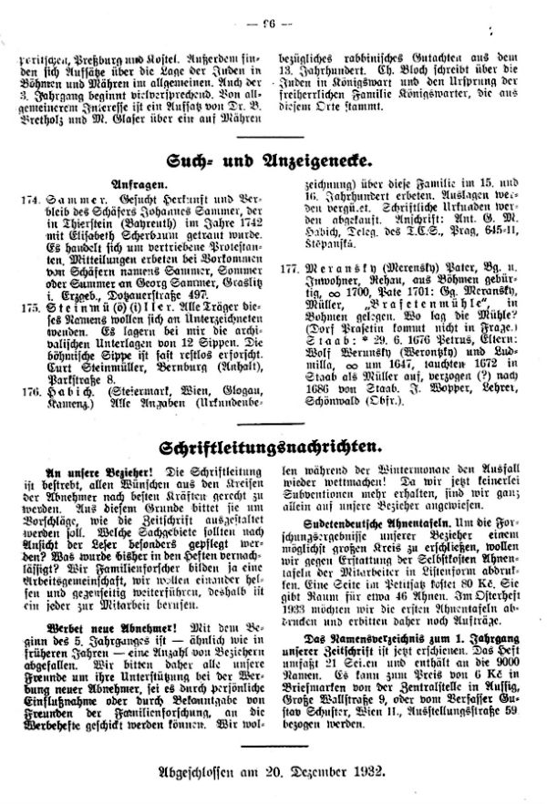 Such- und Anzeigeecke