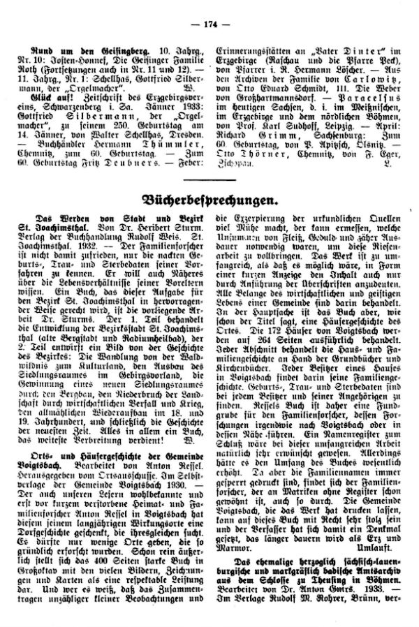 Das Werden von Stadt und Bezirk St. Joachimsthal - Orts- und Häusergeschichte der Gemeinde Voigtsbach