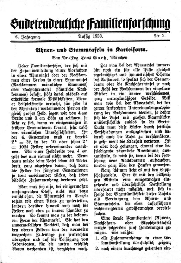 Ahnen- und Stammtafeln in Karteiform - 1