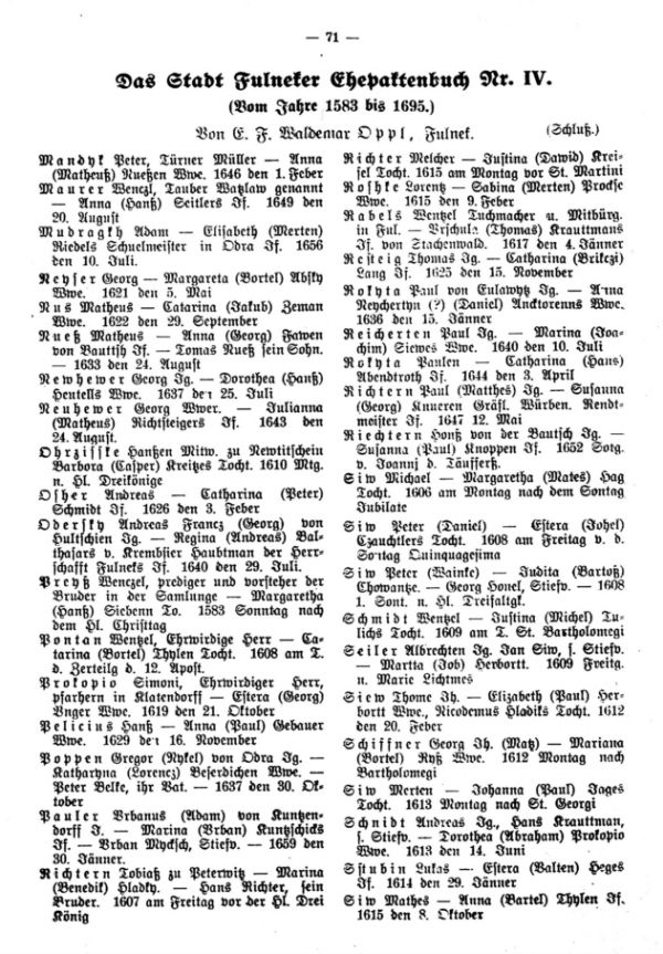 Das Stadt Fulneker Ehepaktenbuch Nr.4 - 1