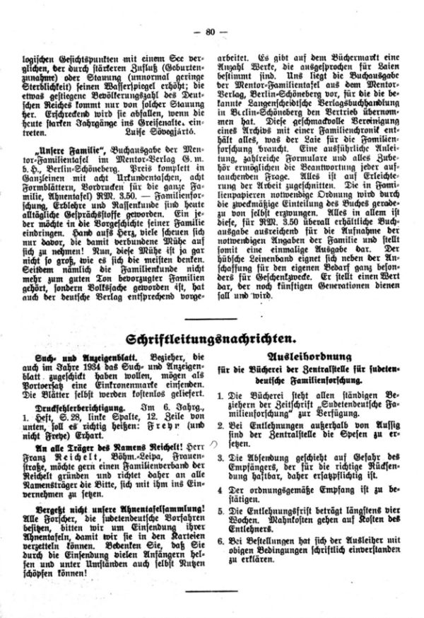 Schriftleitungsnachrichten