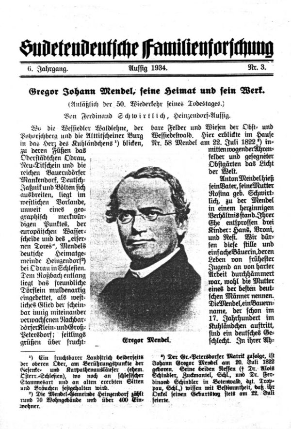 Gregor Johann Mendel, seine Heimat und sein Werk - 1