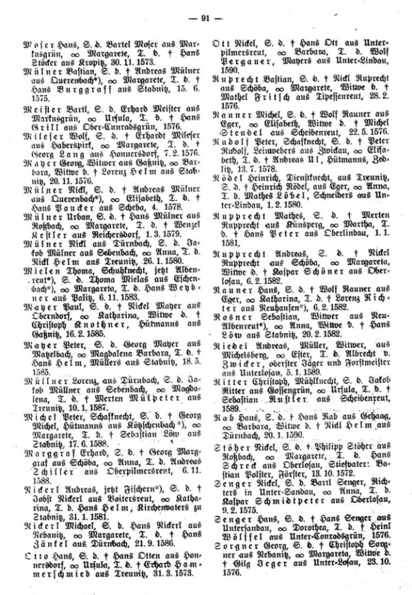 Gelegenheitsfindlinge aus der ältesten Treunitzer Traumatrik 1572-1590 - 2