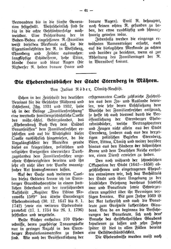 Die Egeberednisbücher der Stadt Sternberg in Mähren - 1