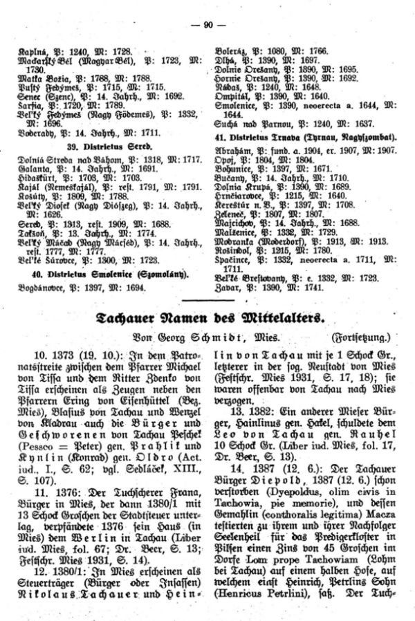 Tachauer Namen des Mittelalters (Fortsetzung) - 1