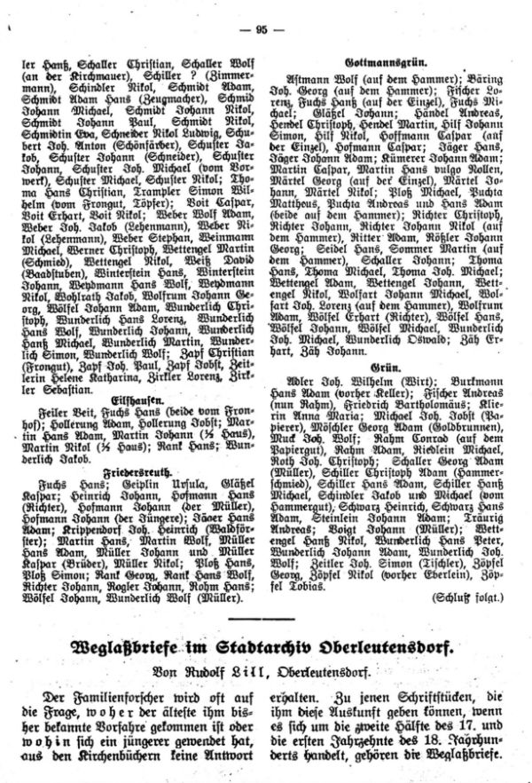 Weglaßbriefe im Stadtarchiv Oberleutensdorf - 1