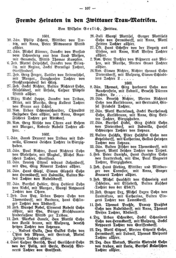 Fremde Heiraten in den Zwittauer Trau-Matriken - 1