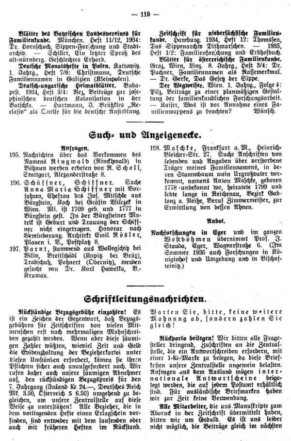 Such- und Anzeigeecke