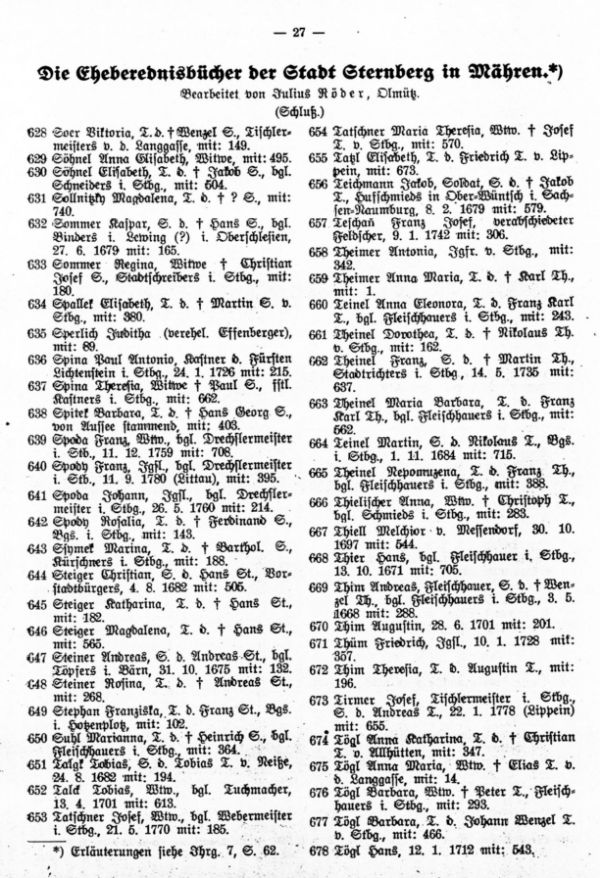 Die Egeberednisbücher der Stadt Sternberg in Mähren (Schluß) - 1