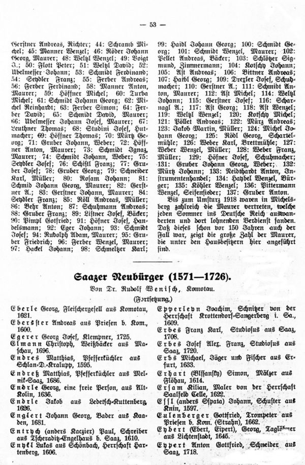 Saazer Neubürger (1571-1726) - 1