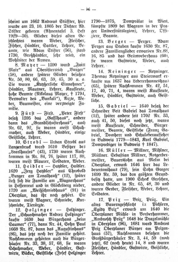 Die Bürgergeschlechter in Oberplan - 2