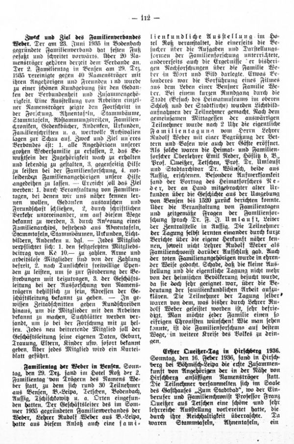Familientag der Weber in Bensen - Erster Queißertag in Hirschberg 1936