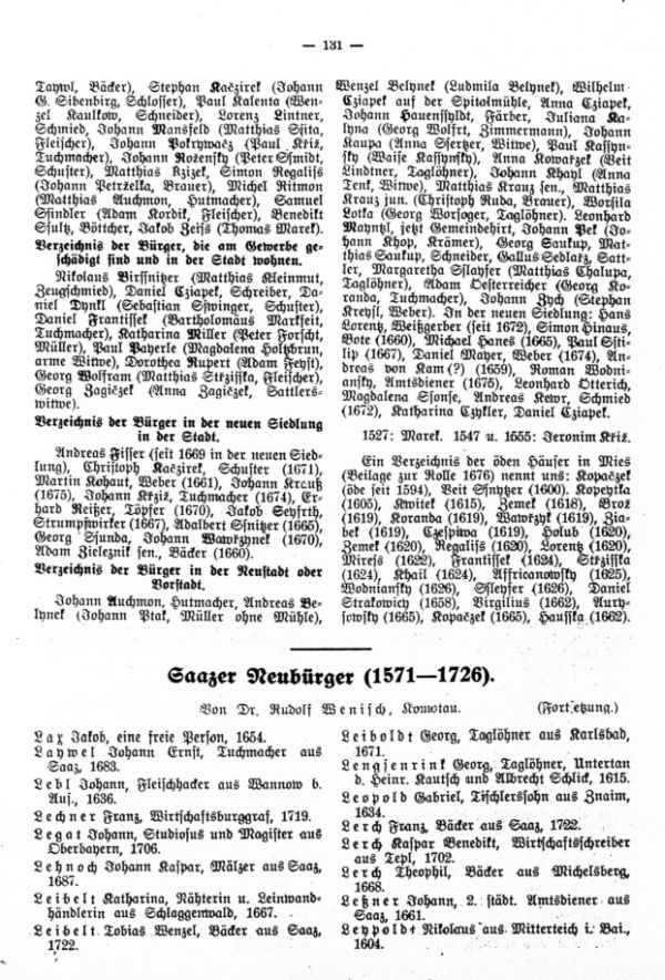 Saazer Neubürger (1571-1726) - 1