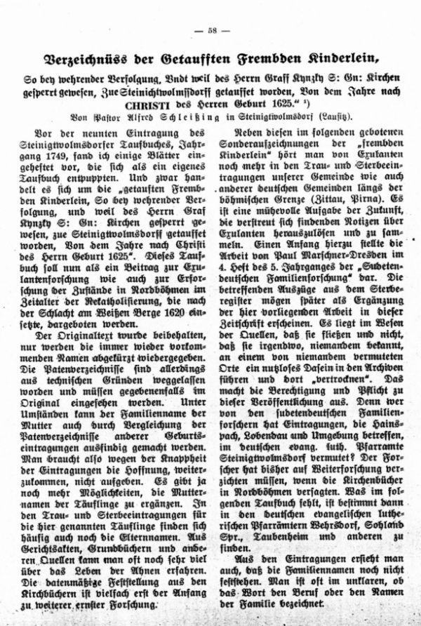 Verzeichnis der Getauften Fremden Kinderlein - 1