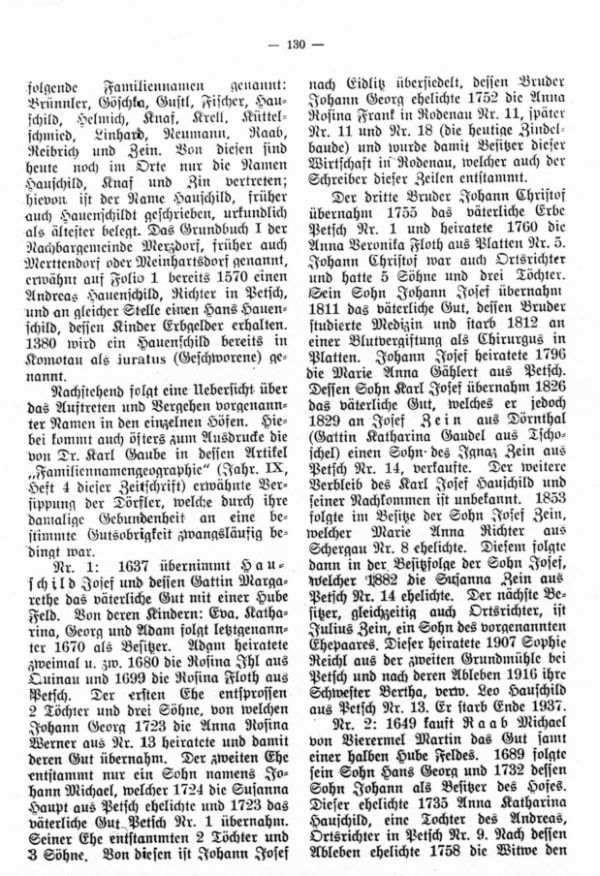 Besitzerfolgen der Gemeinde Petsch bei Platten (Erzgebirge) - 2