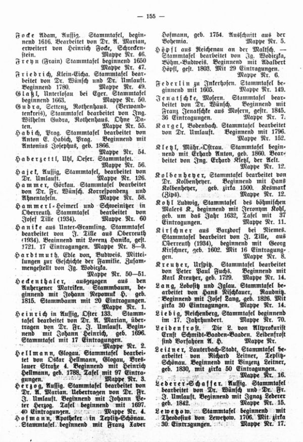 Sammlung von Stammtafeln in unserer Zentralstelle - 2