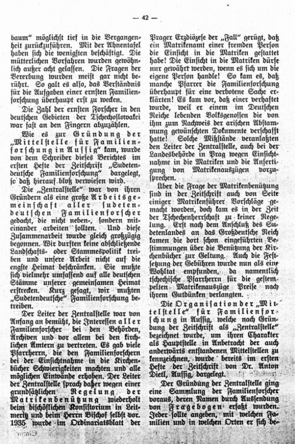 Rückblick auf die Tätigkeit der Zentralstelle für sudetendeutsche Familienforschung - 2