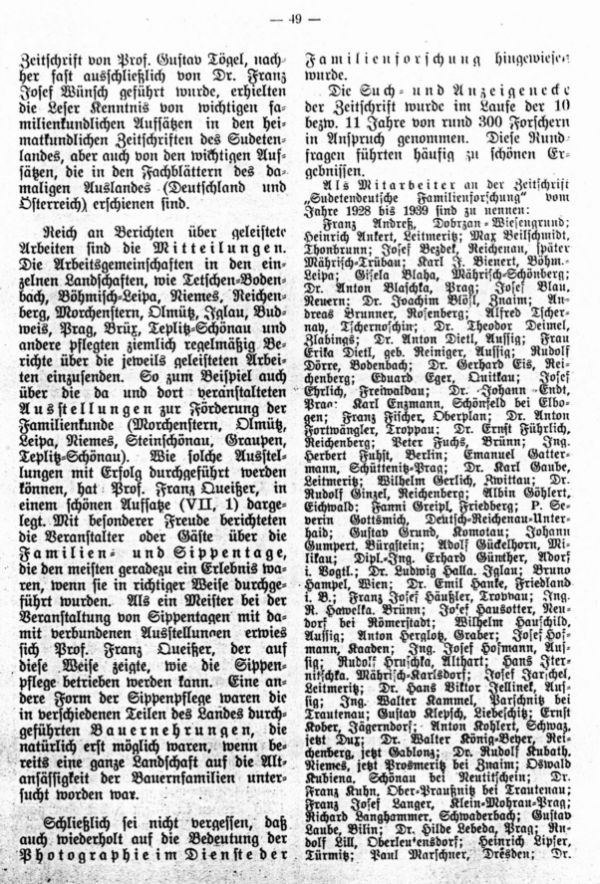 Rückblick auf die Tätigkeit der Zentralstelle für sudetendeutsche Familienforschung - 9