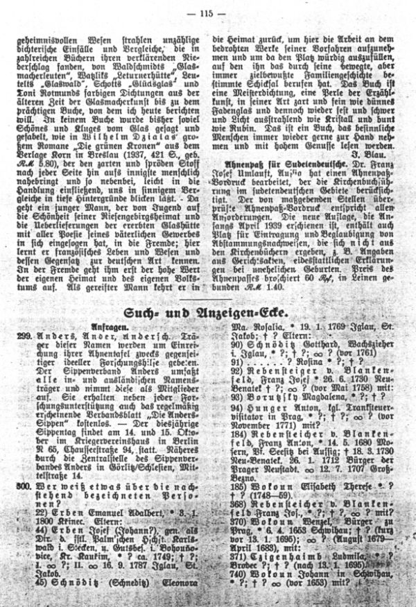 Ahnenpass für Sudetendeutsche