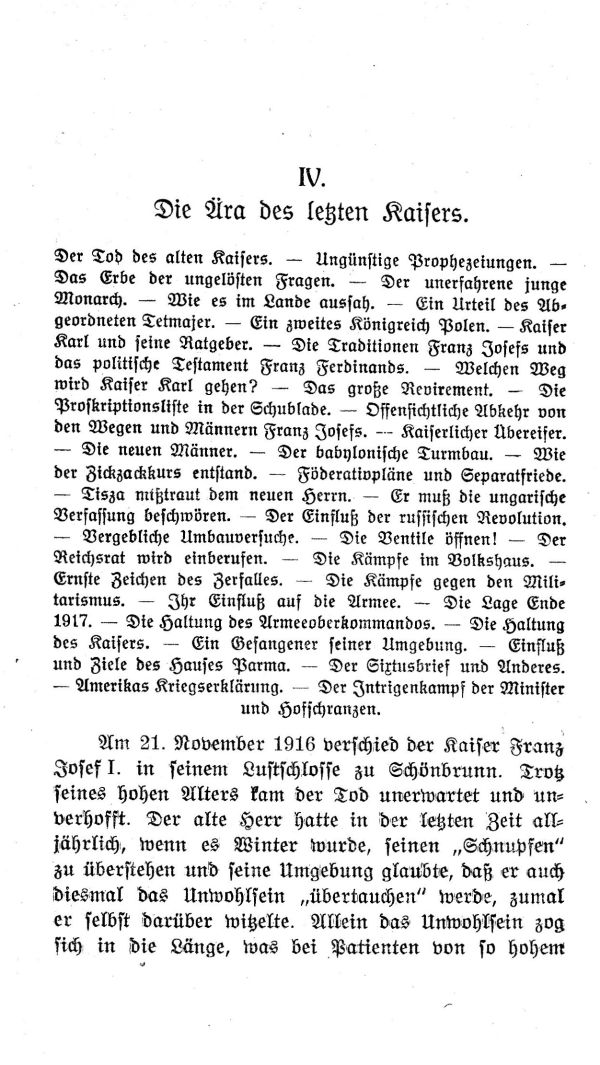 IV. Kapitel:  Die Aera des letzten Kaisers