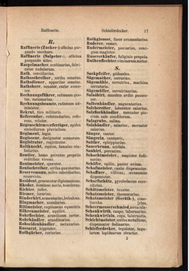 Teil 1 Deutsch - Latein / von 'Raffinerie' bis 'Schieferdecker'