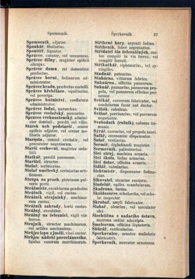 Teil 2  Böhmisch - Latein / von 'Spomocník ' bis 'Šperkovník '