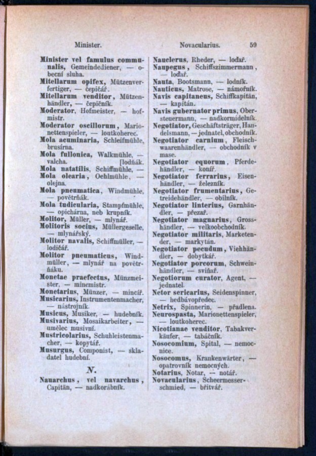 Teil 3  Latein - Deutsch - Böhmisch / von 'Minister' bis 'Novacularius'